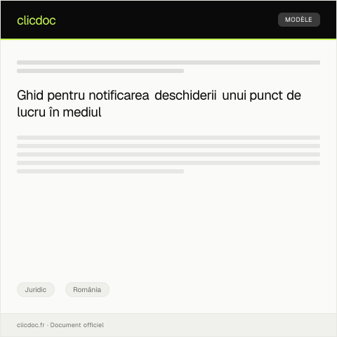 Document preview: Notificare despre deschiderea unui punct de lucru în mediul rural — Juridic, România